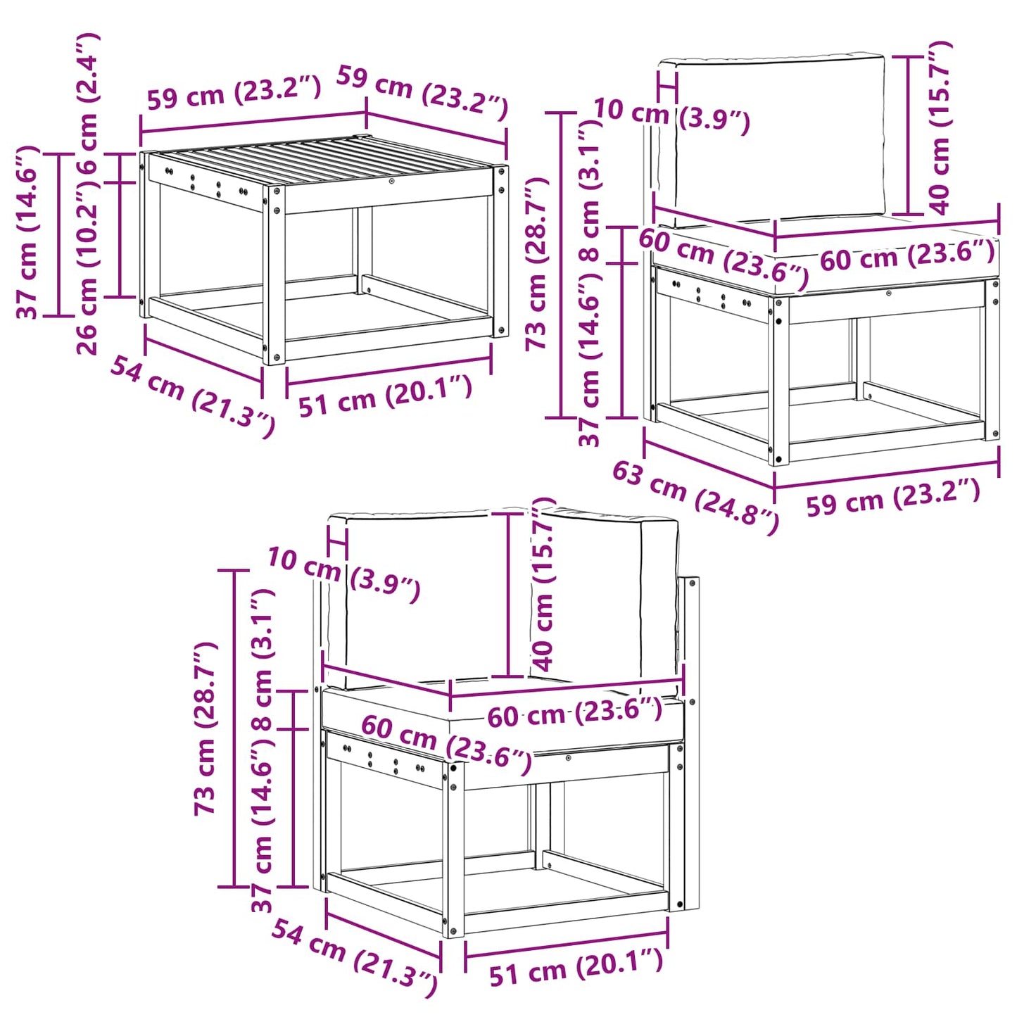 Kültéri kanapé szett párnával 8 pcs Természetes és antracit