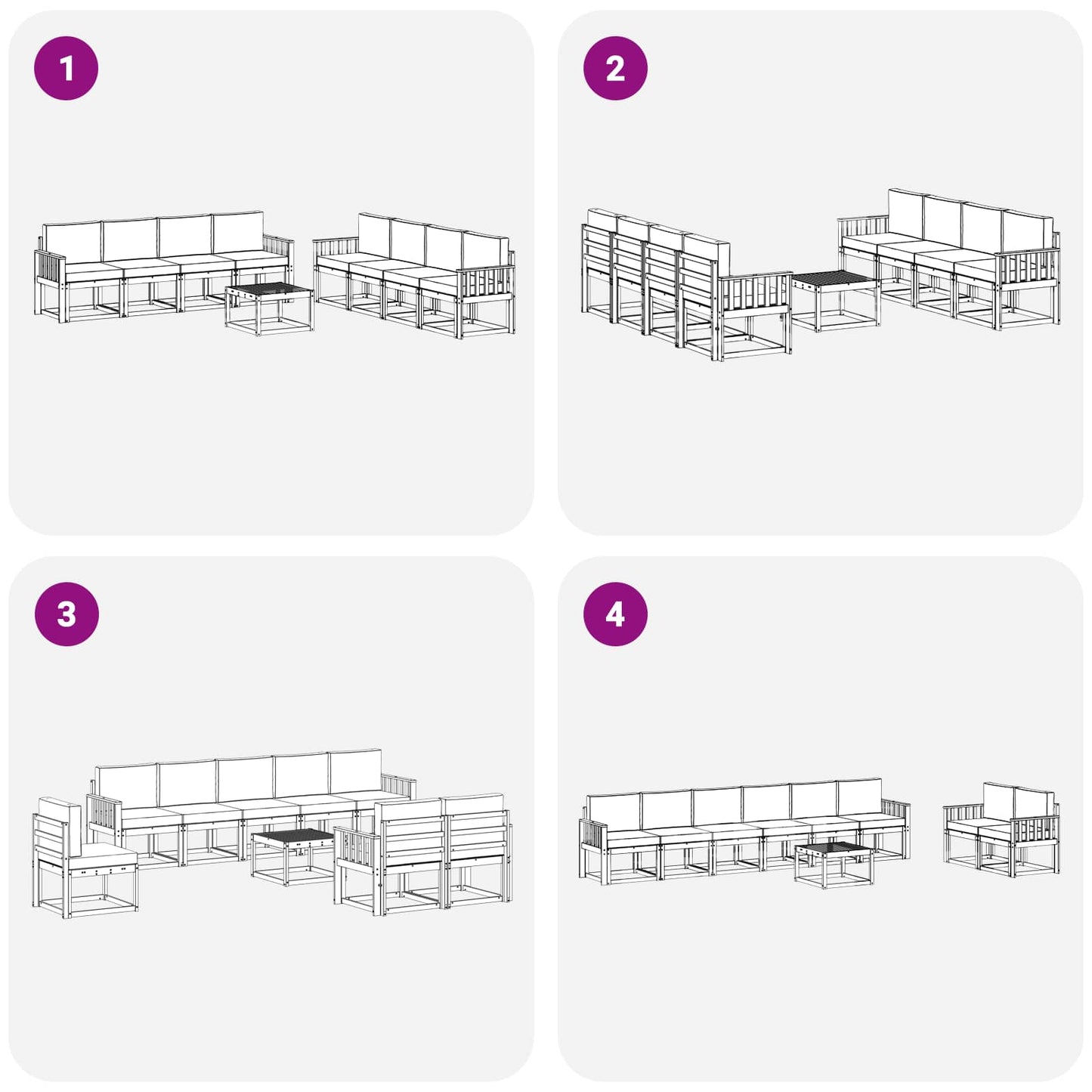 Kültéri kanapé szett párnával 9 pcs Természetes és bézs