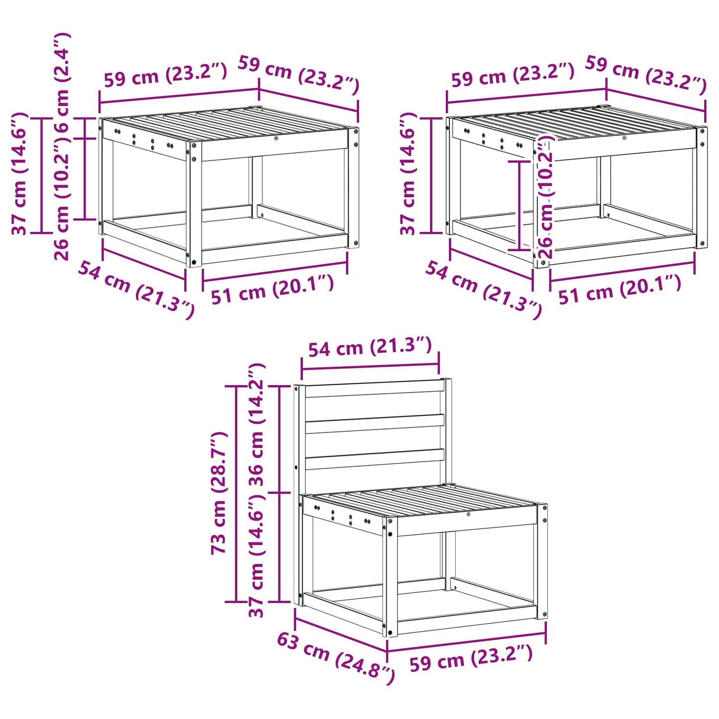 Kültéri kanapé szett 6 pcs Természetes