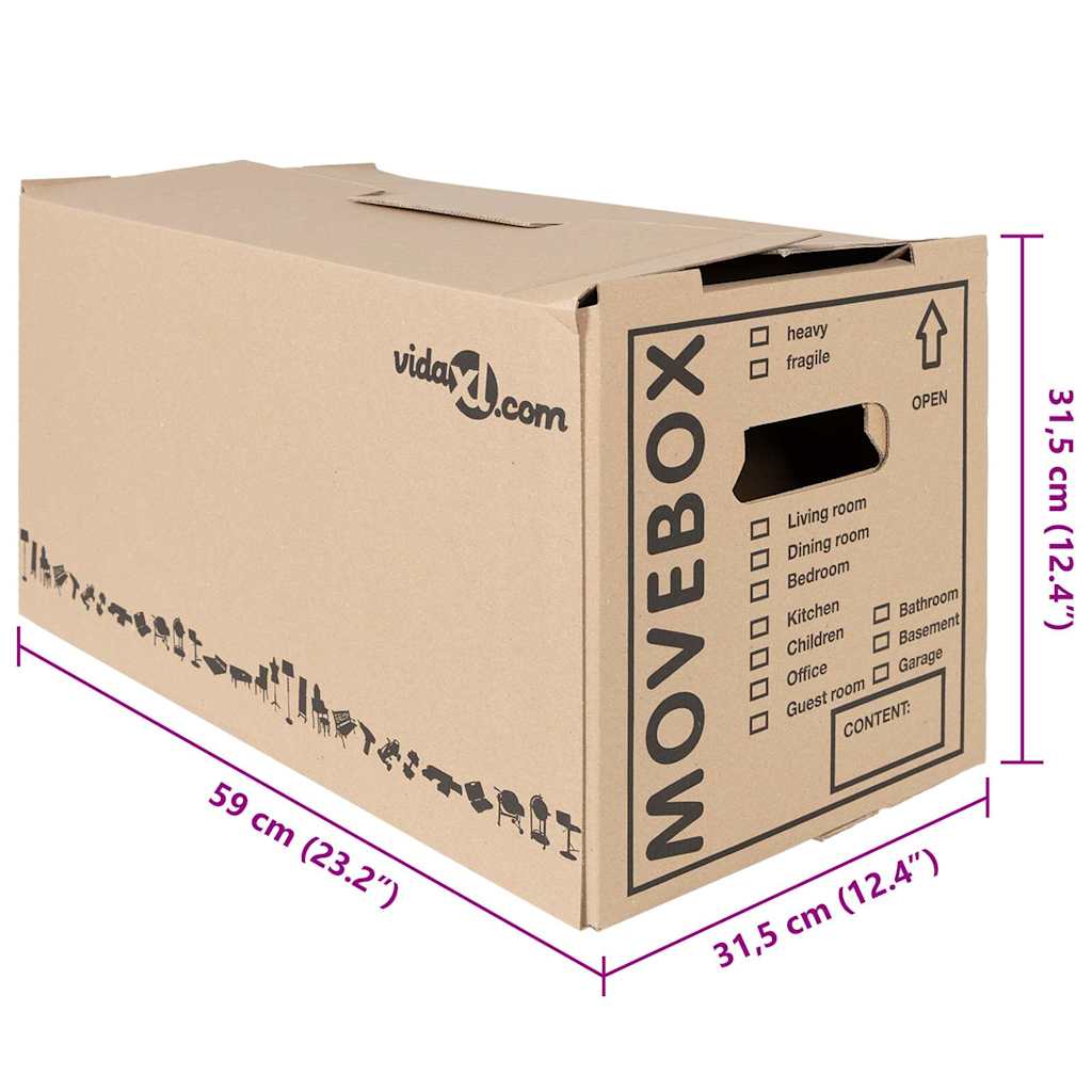 Költöző Doboz 20 pcs Természetes 59 x 31,5 x 31,5 cm Karton