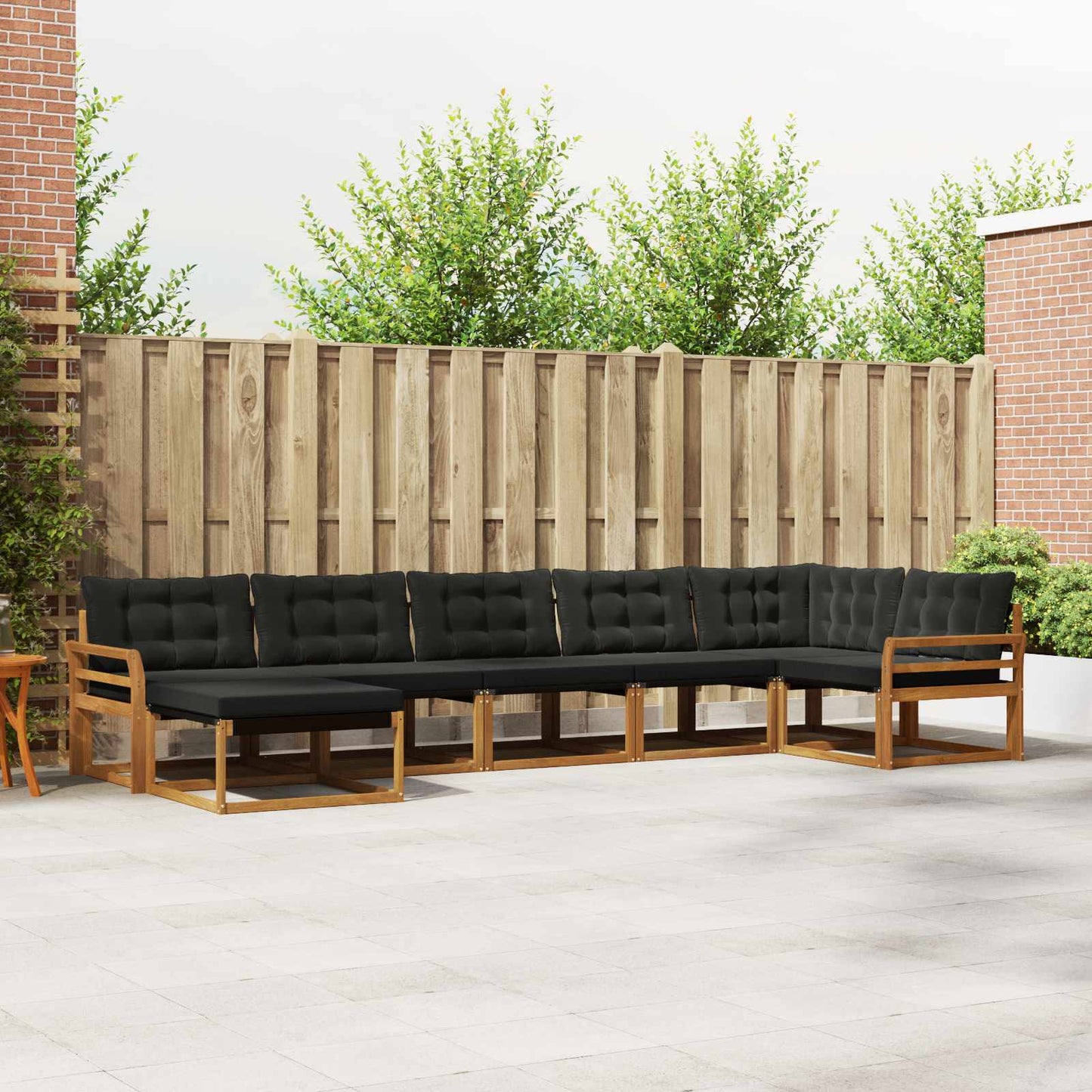 Kültéri kanapé szett párnával 7 pcs Természetes és fekete