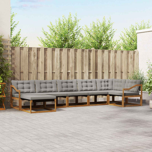 Kültéri kanapé szett 7 pcs Természetes és Világosszürke