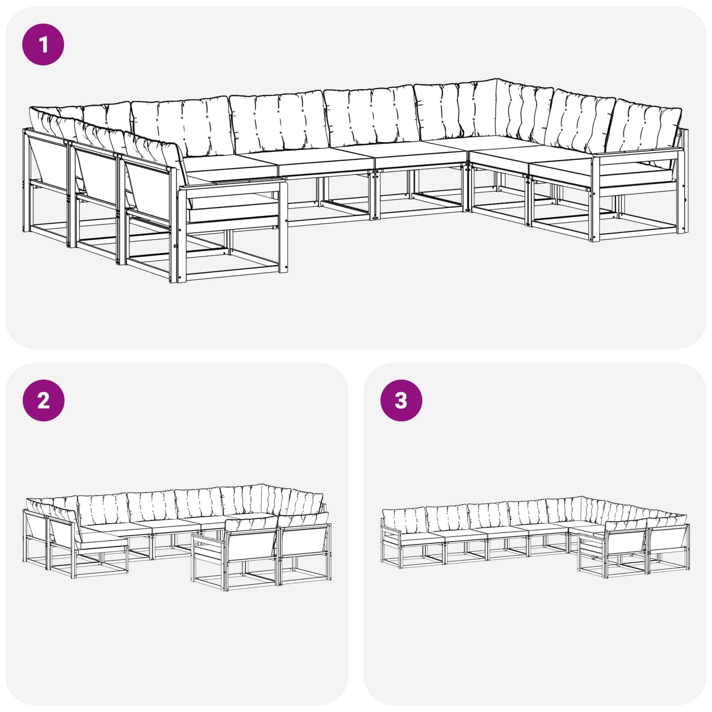Kültéri kanapé szett párnával 9 pcs Természetes és bézs