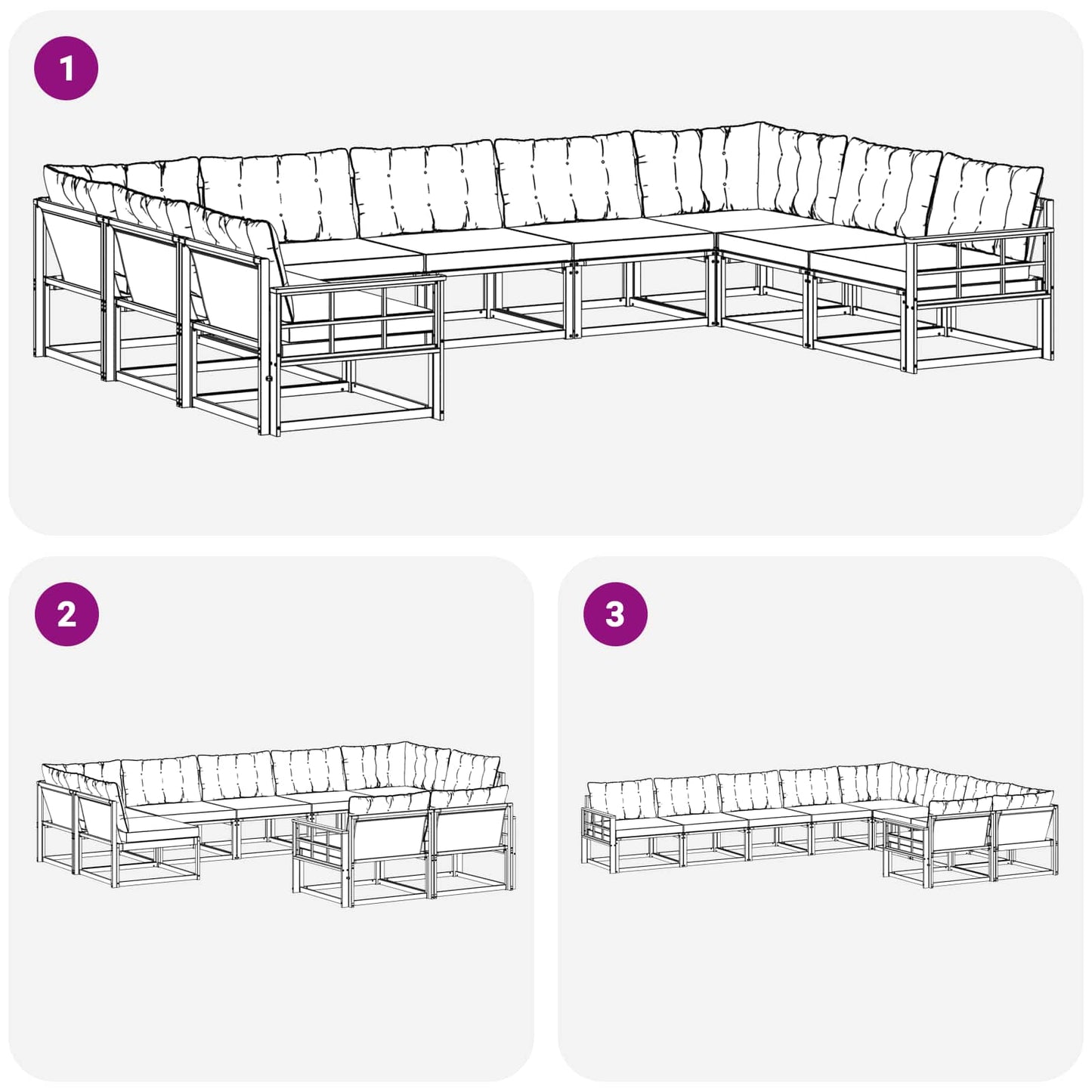Kültéri kanapé szett párnával 9 pcs Természetes és bézs