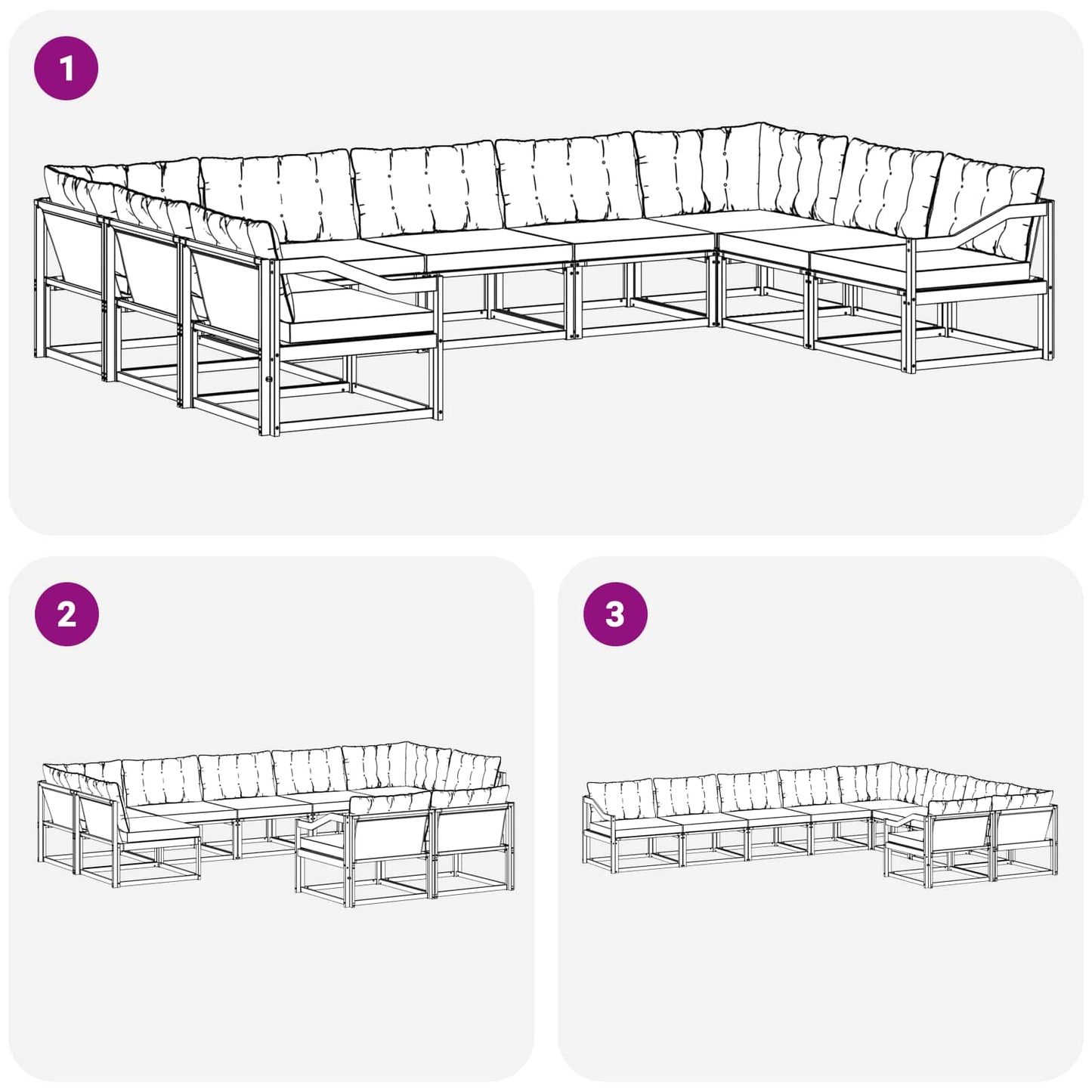 Kültéri kanapé szett párnával 9 pcs Természetes és bézs