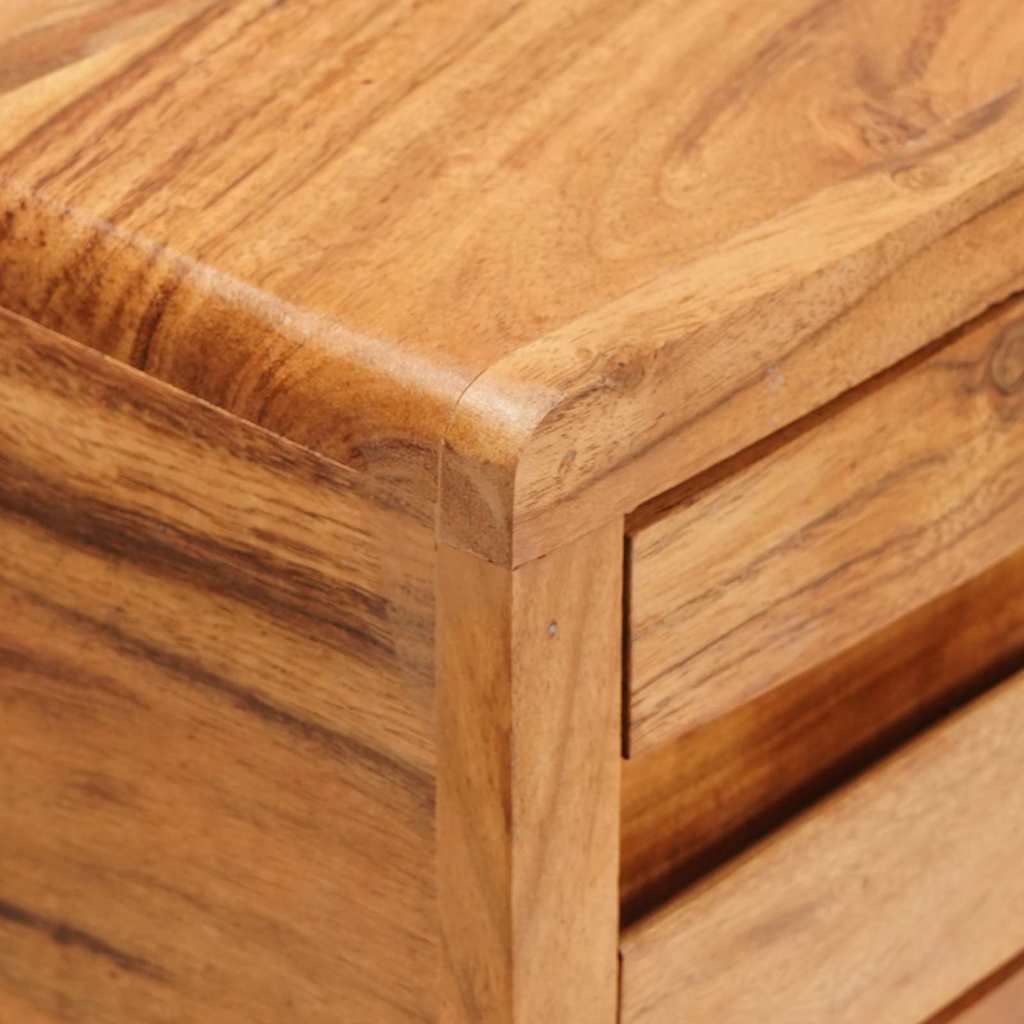 Konzolasztal fiókkal Barna 110 x 30 x 80 cm Tömör Akácfa