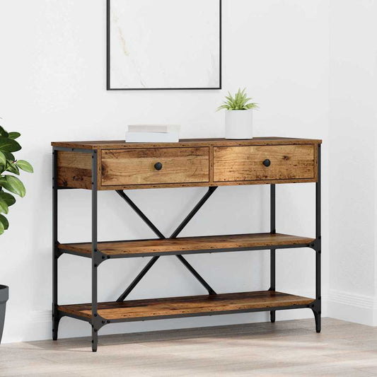 Konzolasztal fiókkal polcokkal Barna 100 x 34,5 x 75 cm faszínű