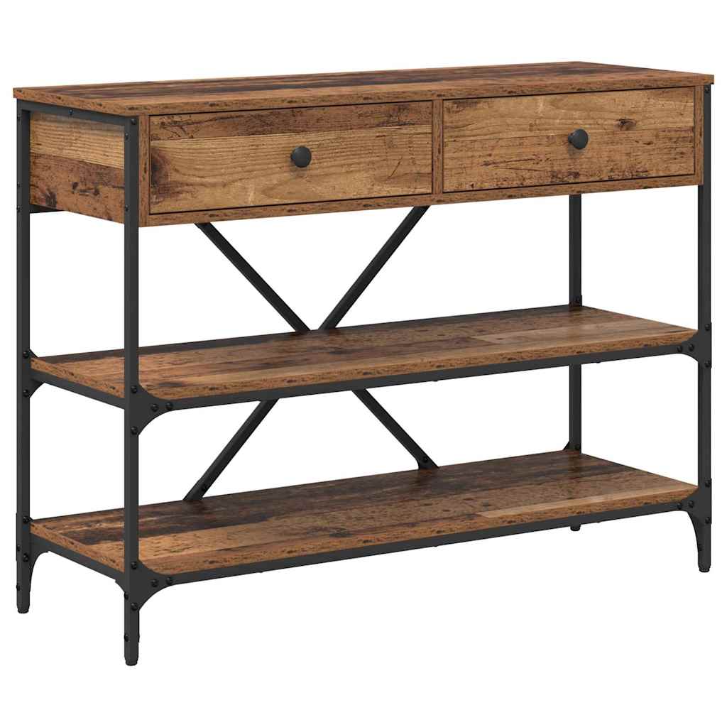 Konzolasztal fiókkal polcokkal Barna 100 x 34,5 x 75 cm faszínű