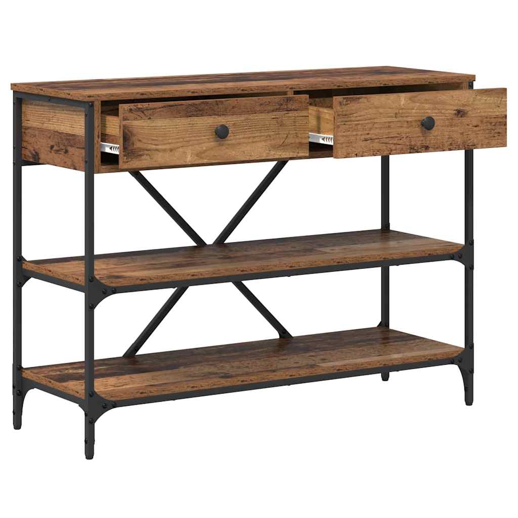Konzolasztal fiókkal polcokkal Barna 100 x 34,5 x 75 cm faszínű