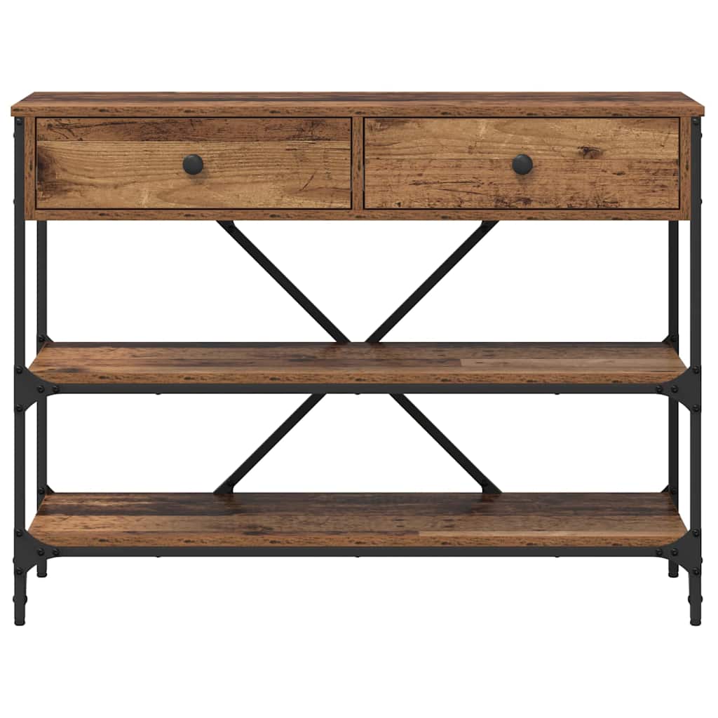 Konzolasztal fiókkal polcokkal Barna 100 x 34,5 x 75 cm faszínű
