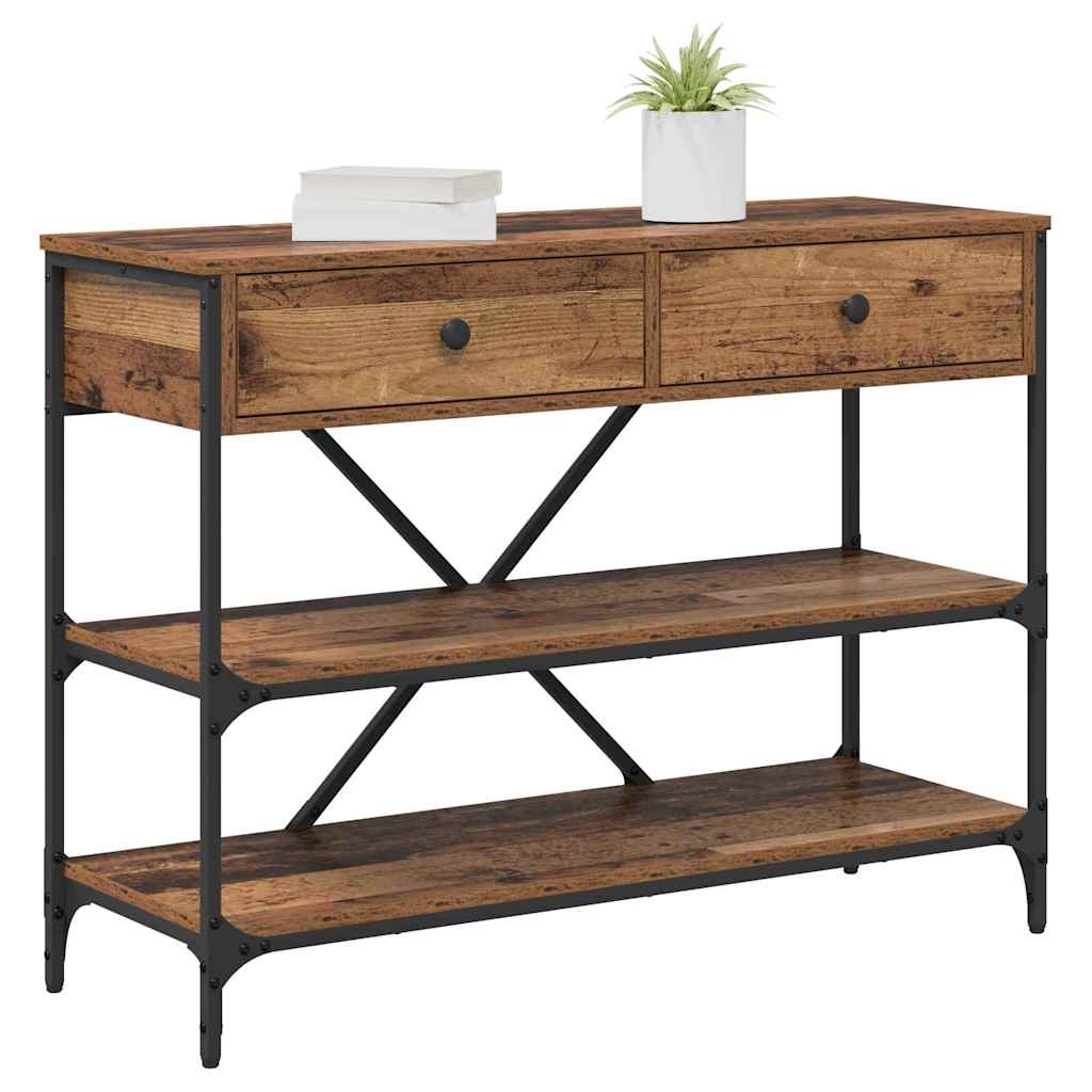 Konzolasztal fiókkal polcokkal Barna 100 x 34,5 x 75 cm faszínű