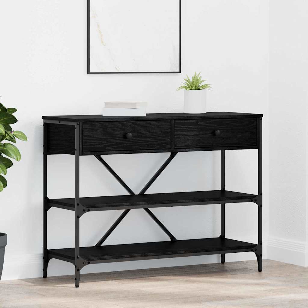 Konzolasztal fiókkal Fekete tölgy 100 x 34,5 x 75 cm faszínű