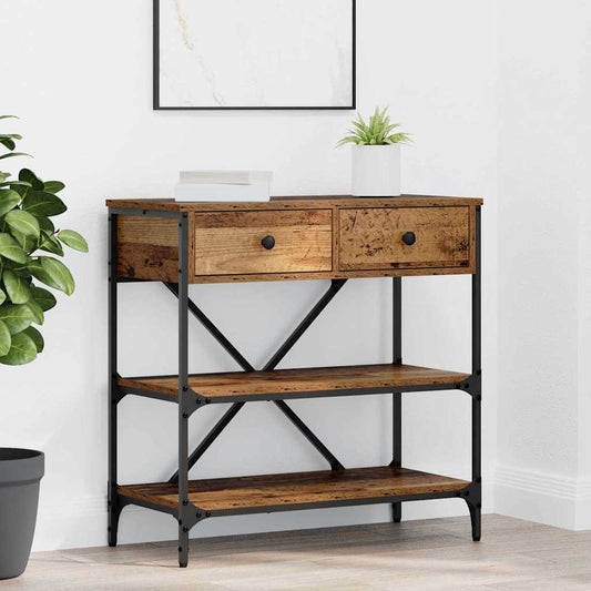 Konzolasztal fiókkal polcokkal Barna 75 x 34,5 x 75 cm faszínű