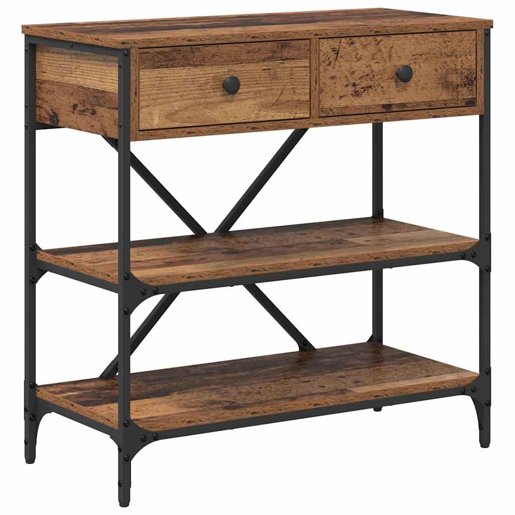Konzolasztal fiókkal polcokkal Barna 75 x 34,5 x 75 cm faszínű
