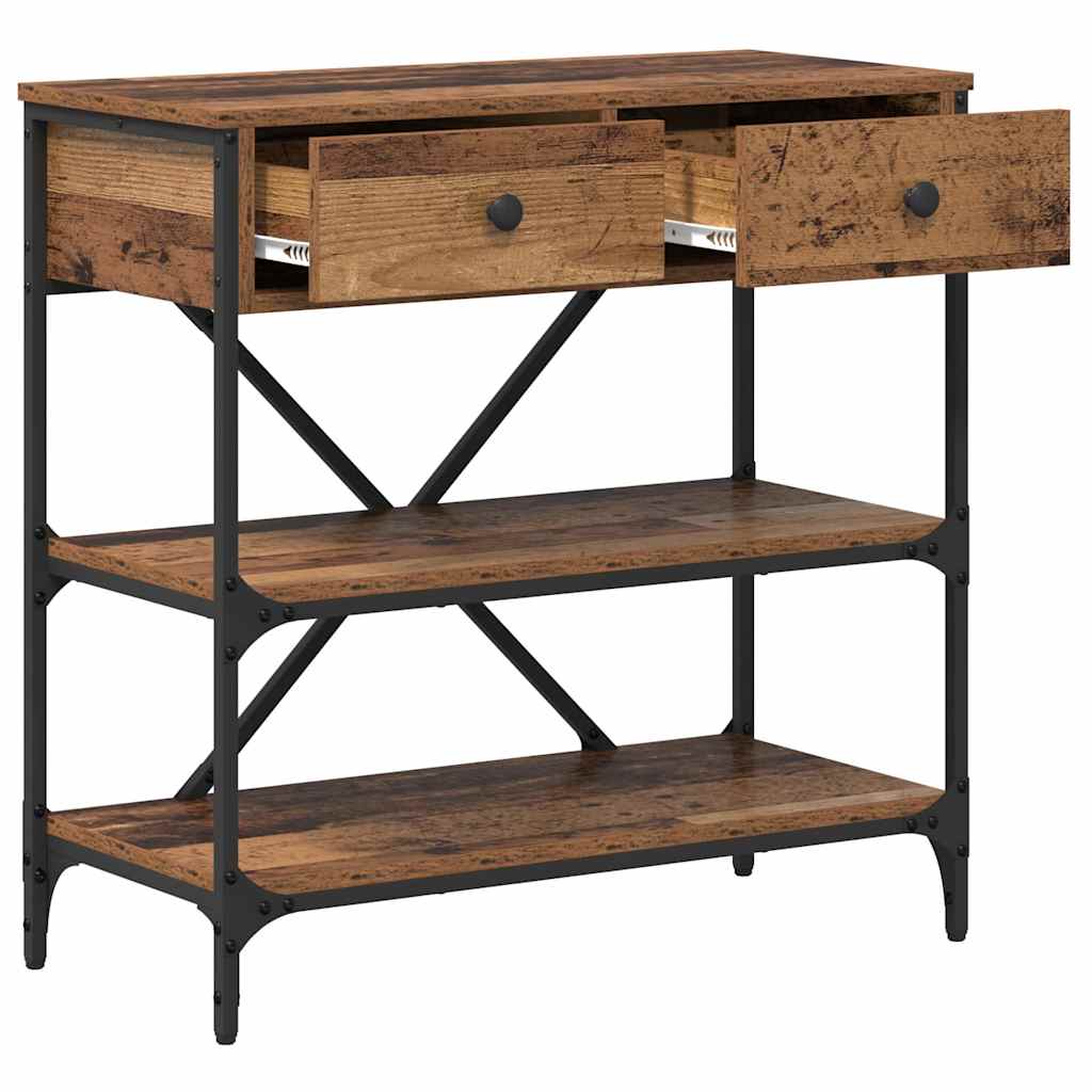 Konzolasztal fiókkal polcokkal Barna 75 x 34,5 x 75 cm faszínű