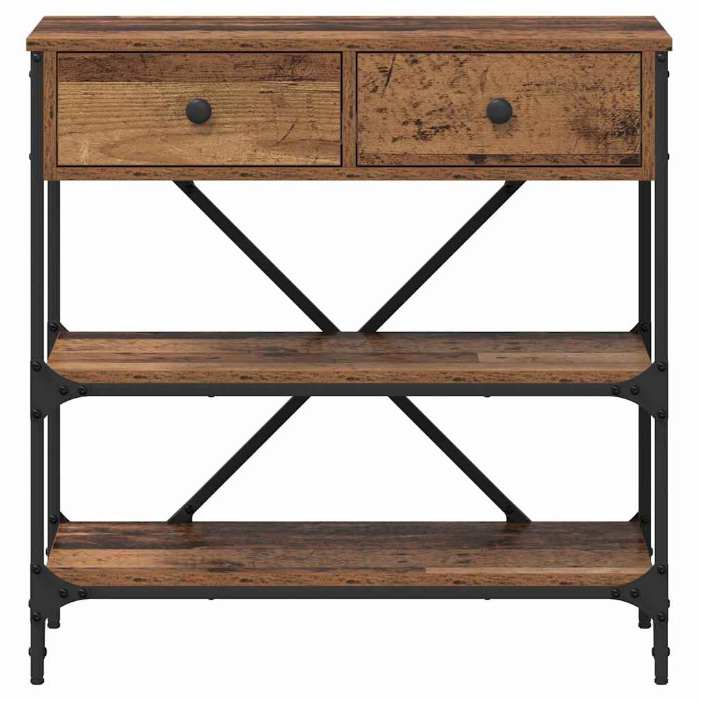 Konzolasztal fiókkal polcokkal Barna 75 x 34,5 x 75 cm faszínű