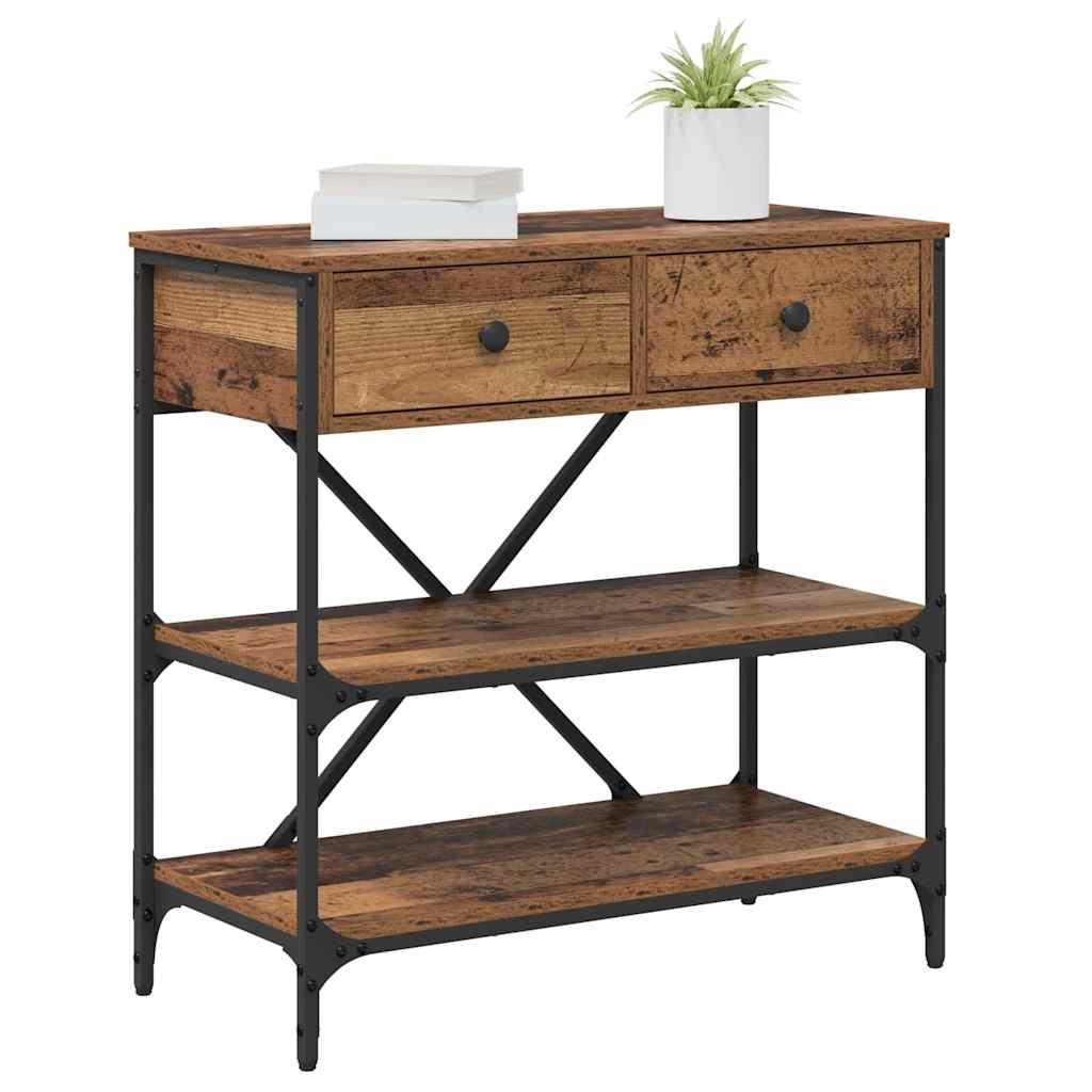 Konzolasztal fiókkal polcokkal Barna 75 x 34,5 x 75 cm faszínű