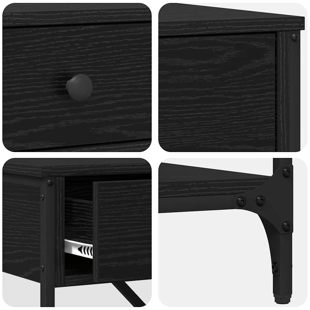 Konzolasztal fiókkal Fekete tölgy 75 x 34,5 x 75 cm faszínű