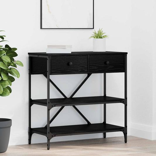 Konzolasztal fiókkal Fekete tölgy 75 x 34,5 x 75 cm faszínű