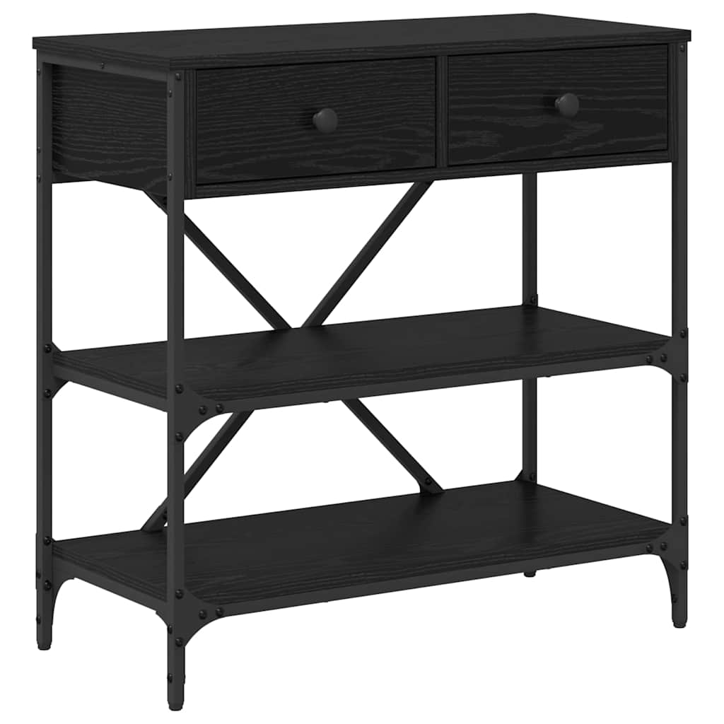 Konzolasztal fiókkal Fekete tölgy 75 x 34,5 x 75 cm faszínű