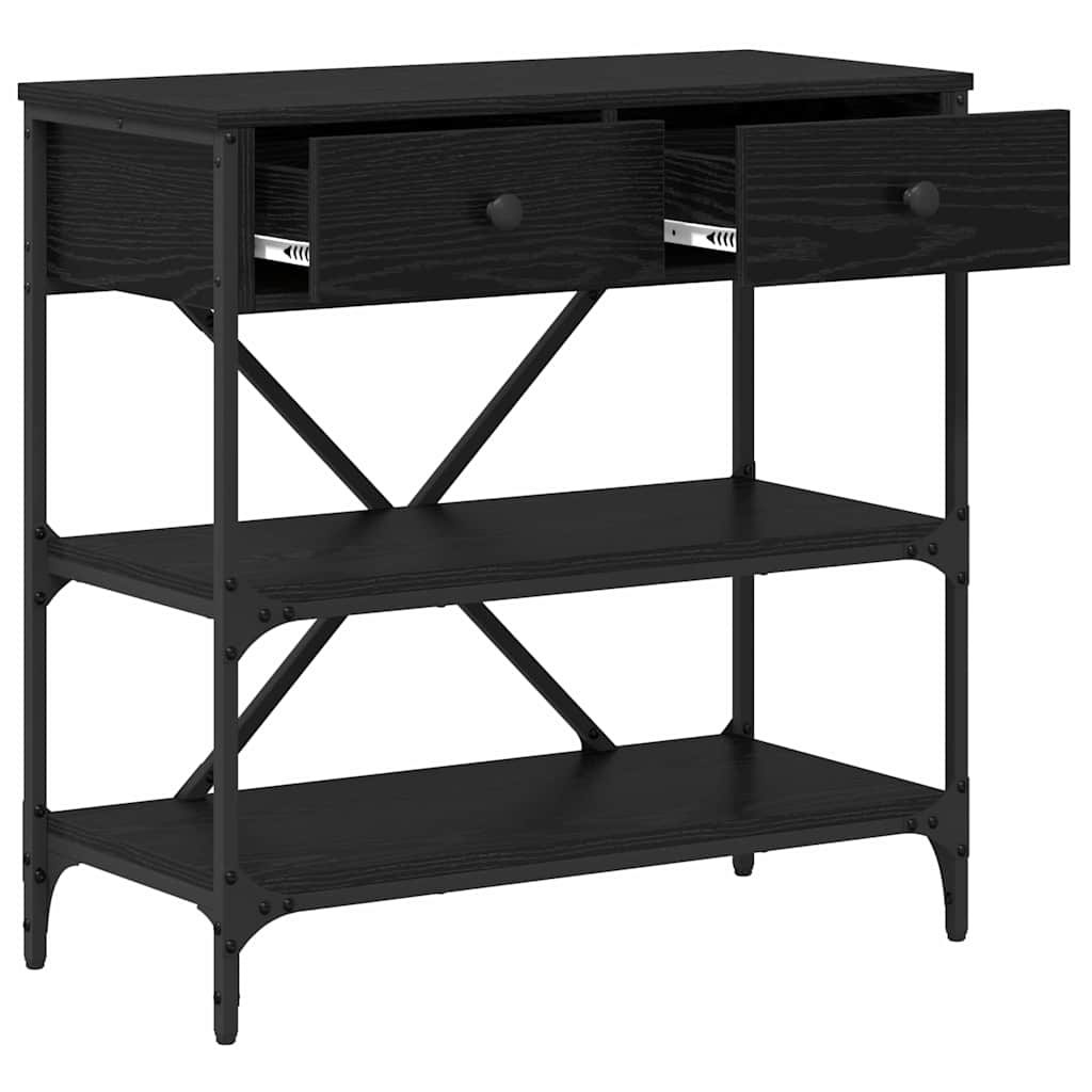 Konzolasztal fiókkal Fekete tölgy 75 x 34,5 x 75 cm faszínű