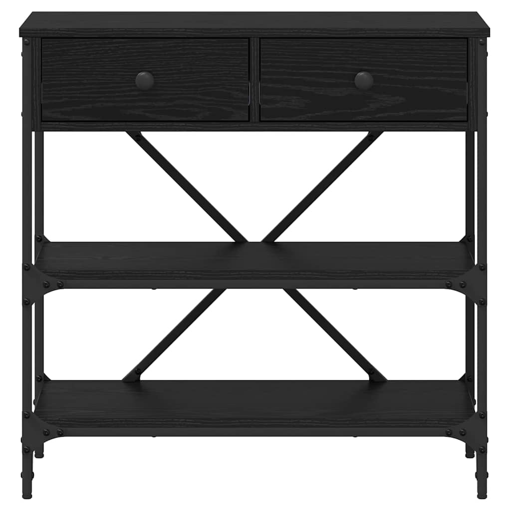 Konzolasztal fiókkal Fekete tölgy 75 x 34,5 x 75 cm faszínű
