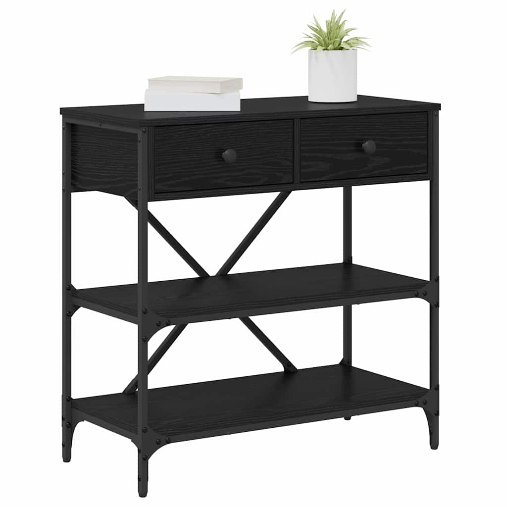 Konzolasztal fiókkal Fekete tölgy 75 x 34,5 x 75 cm faszínű