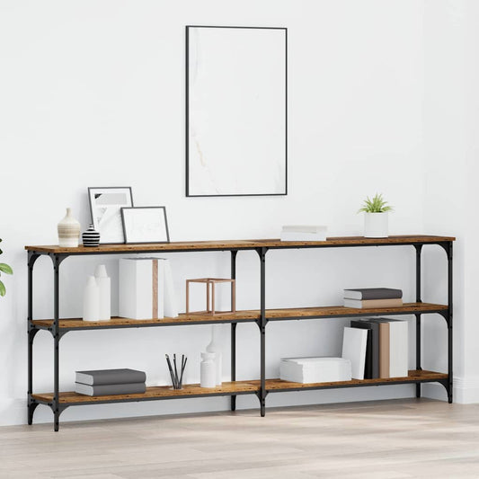 Konzolasztal Öreg fa 200 x 29 x 75 cm Mérnöki fa és fém
