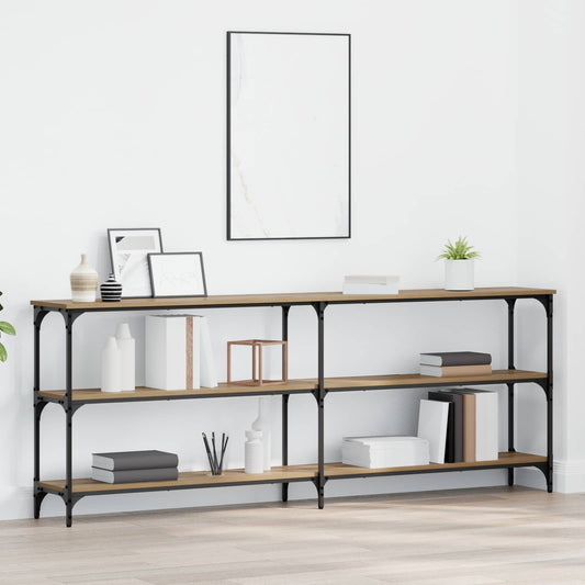 Konzolasztal kézműves tölgy 200 x 29 x 75 cm Mérnöki fa és fém