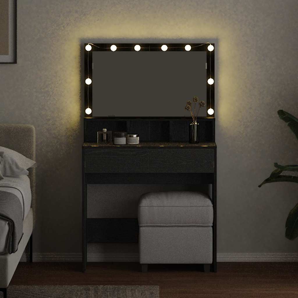 Öltözködőasztal Fekete tölgy 80 x 41 x 134,5 cm Szerelt Fa