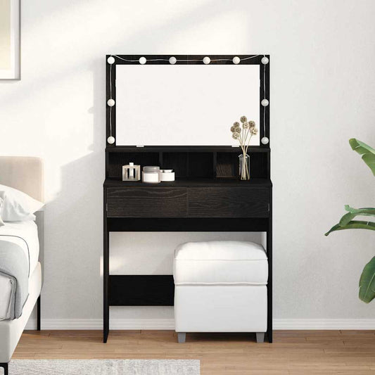 Öltözködőasztal fiókkal Fekete tölgy 80 x 41 x 134,5 cm Faanyag
