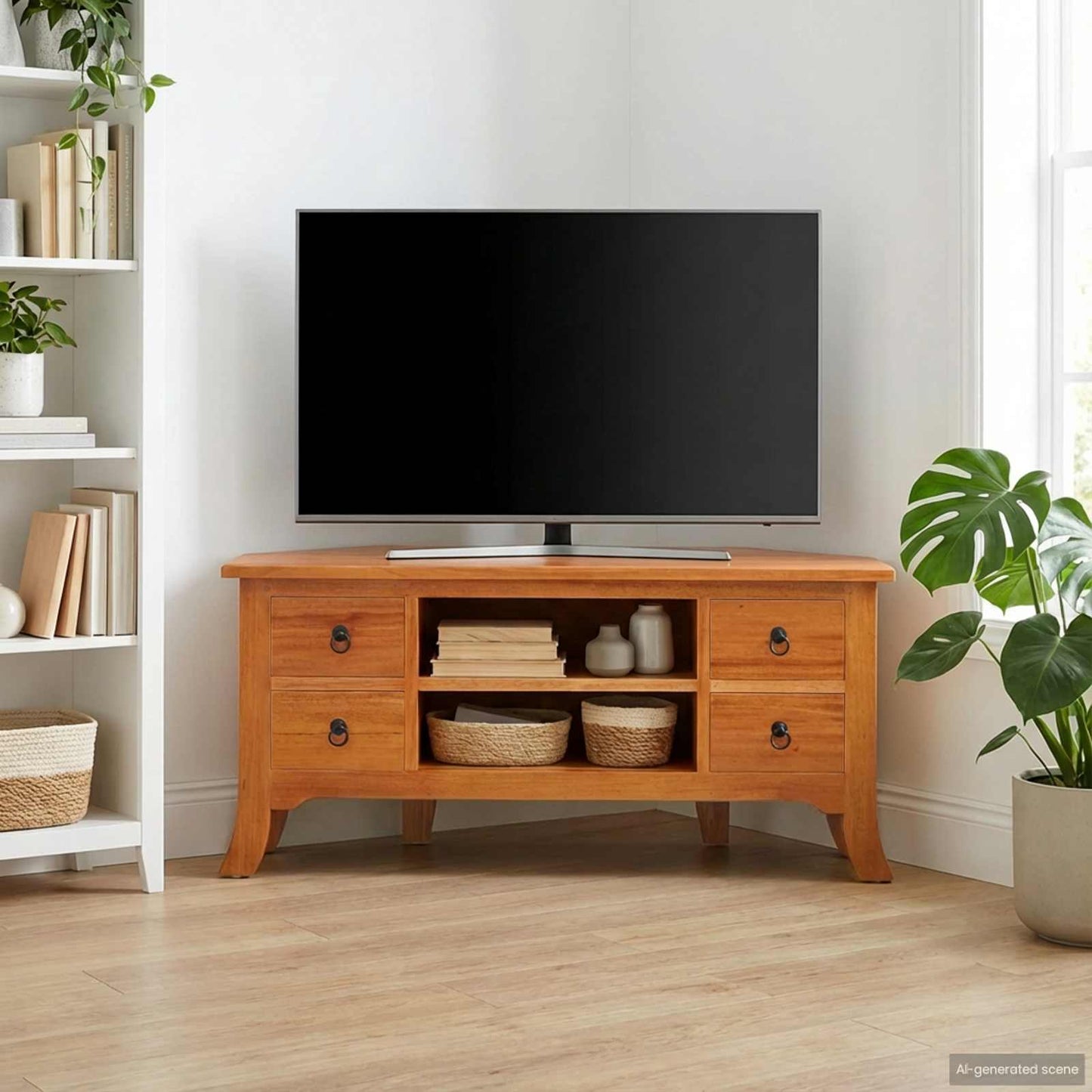 TV szekrény Természetes 100 x 40,5 x 46 cm Tömör Mahagóni Fa