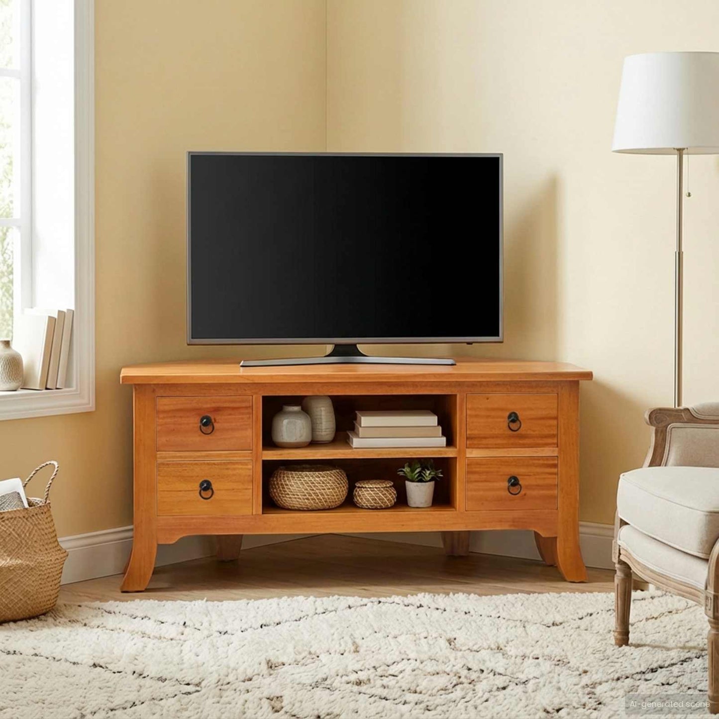 TV szekrény Természetes 100 x 40,5 x 46 cm Tömör Mahagóni Fa