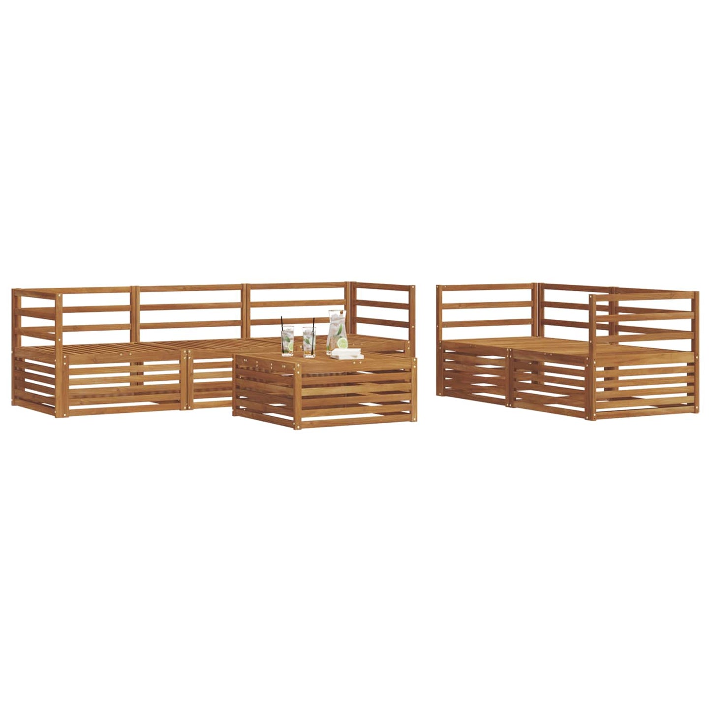 Kültéri kanapé szett 6 pcs Természetes Tömör Akácfa