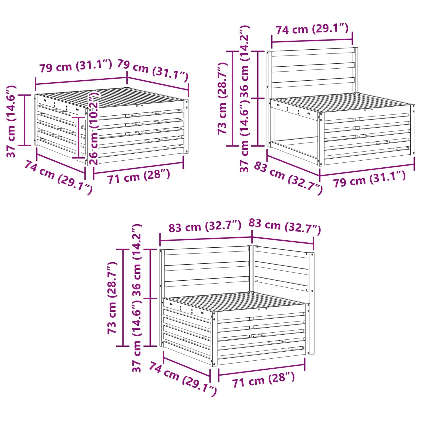Kültéri kanapé szett 8 pcs Természetes Tömör Akácfa