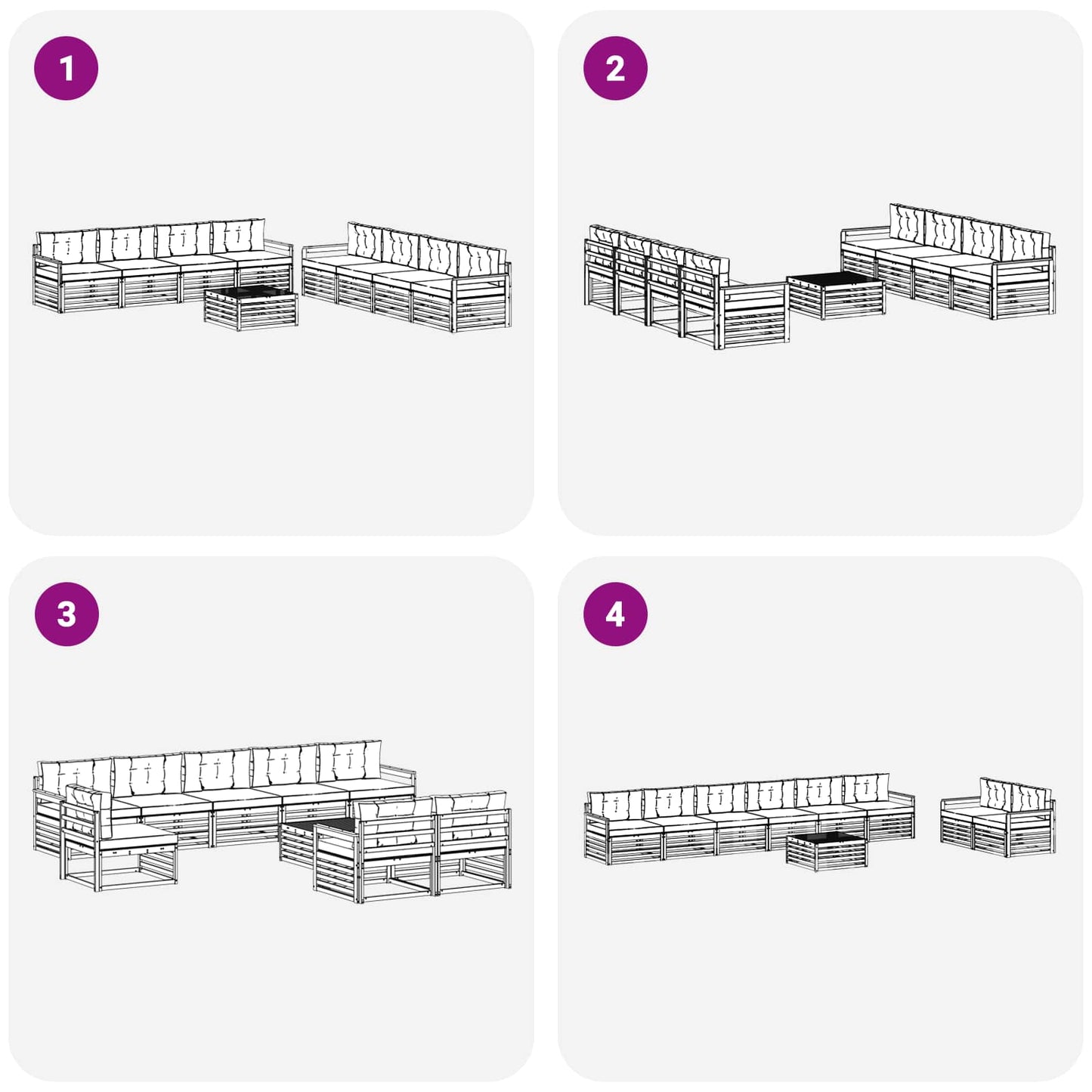 Kültéri kanapé szett párnával 9 pcs Természetes és bézs