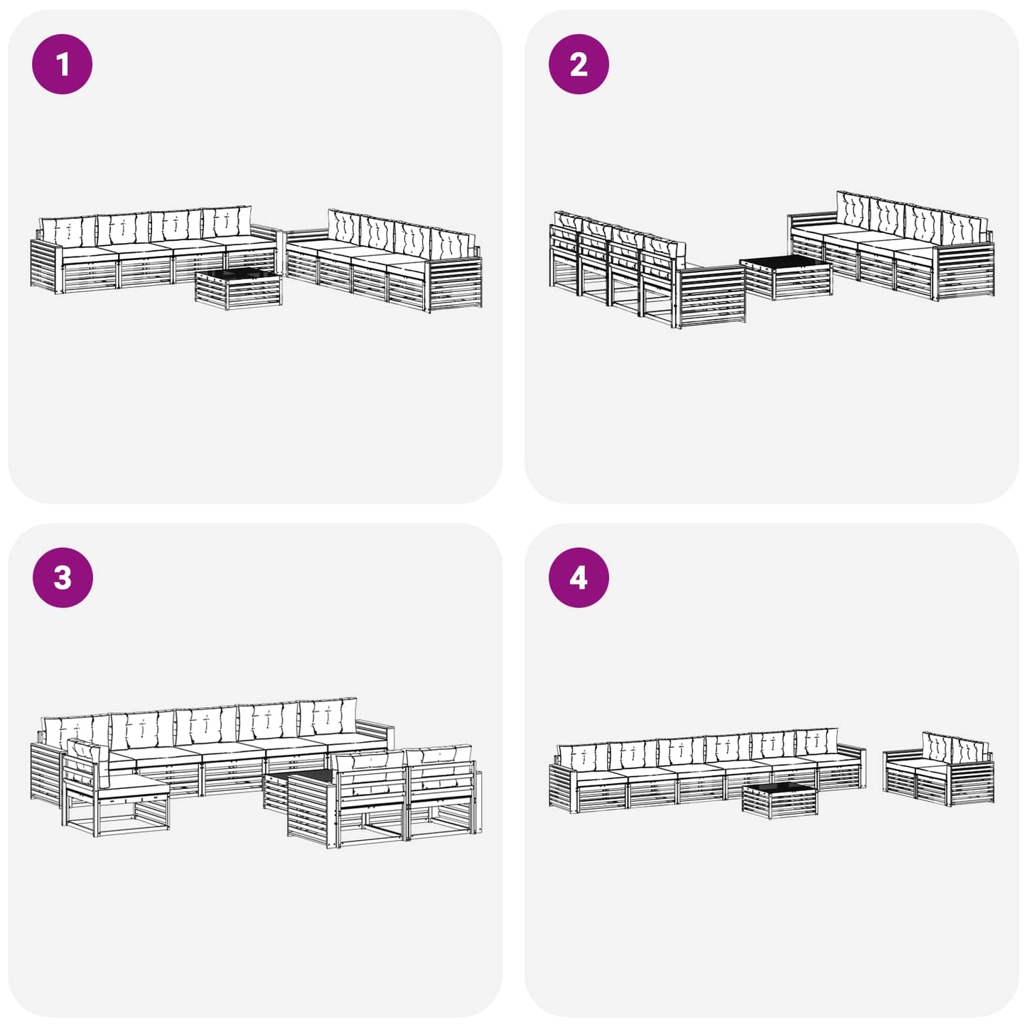 Kültéri kanapé szett párnával 9 pcs Természetes és bézs