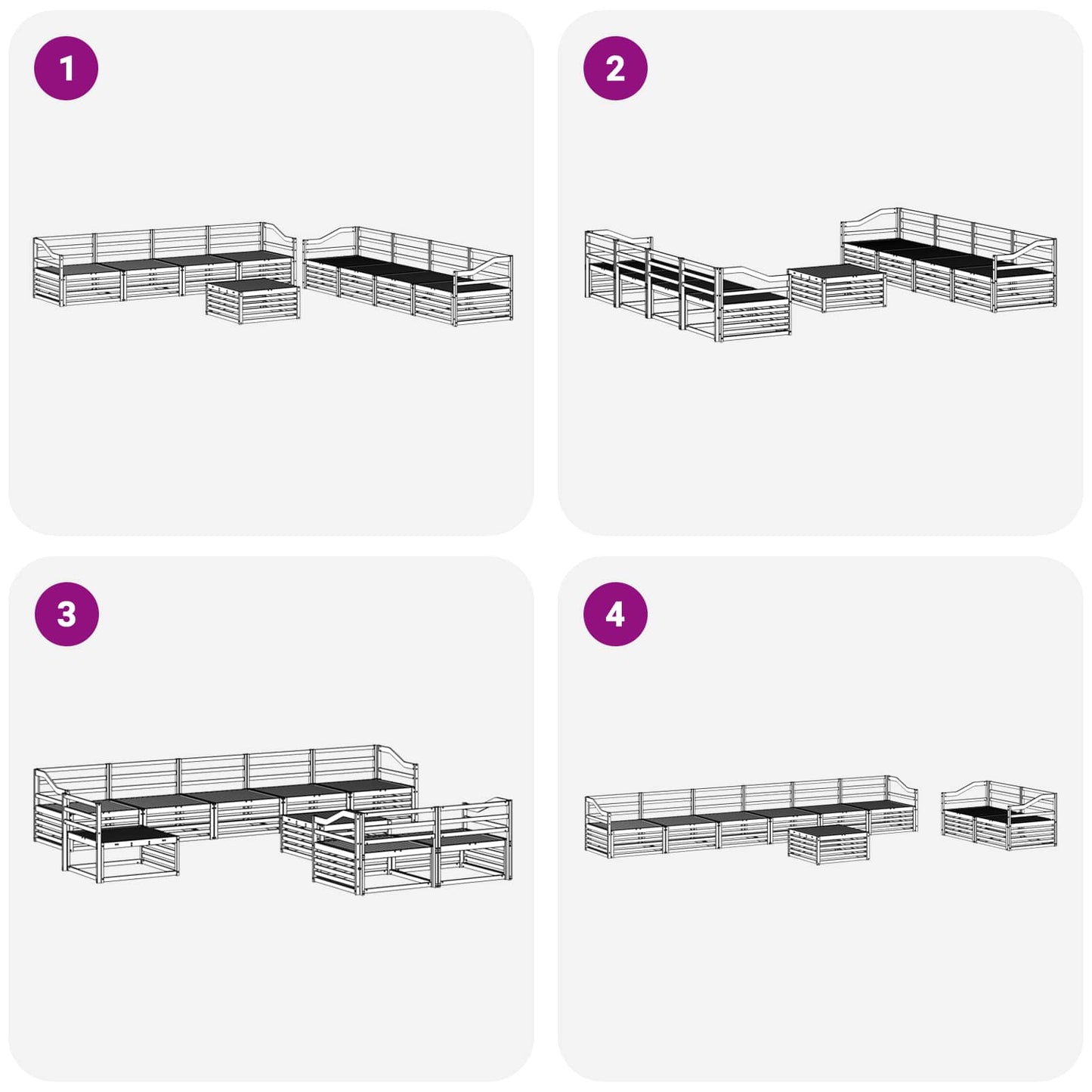 Kültéri kanapé szett 9 pcs Természetes Tömör Akácfa