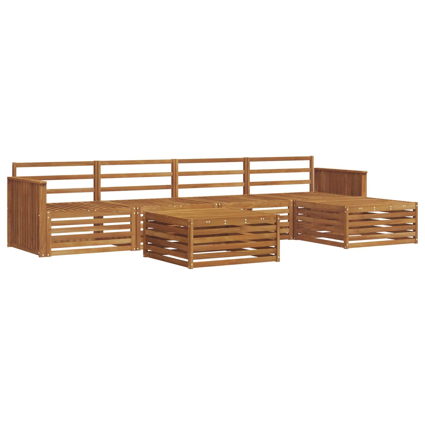 Kültéri kanapé szett 6 pcs Természetes Tömör Akácfa