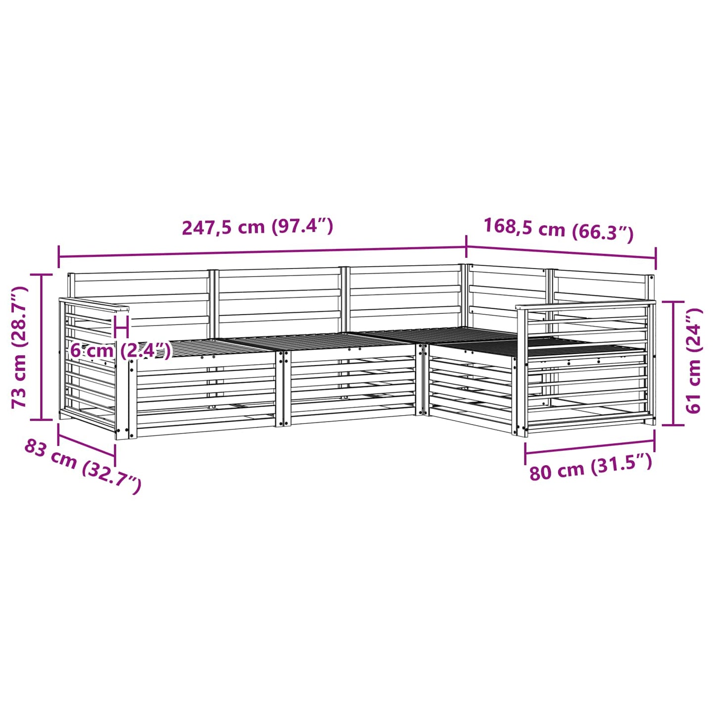 Kültéri kanapé szett 4 pcs Természetes Tömör Akácfa