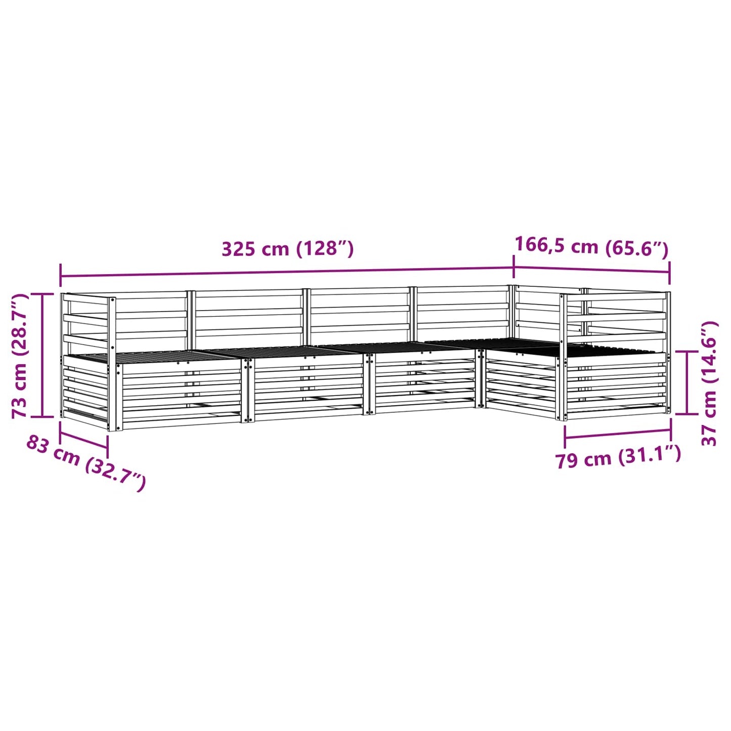 Kültéri kanapé szett 5 pcs Természetes