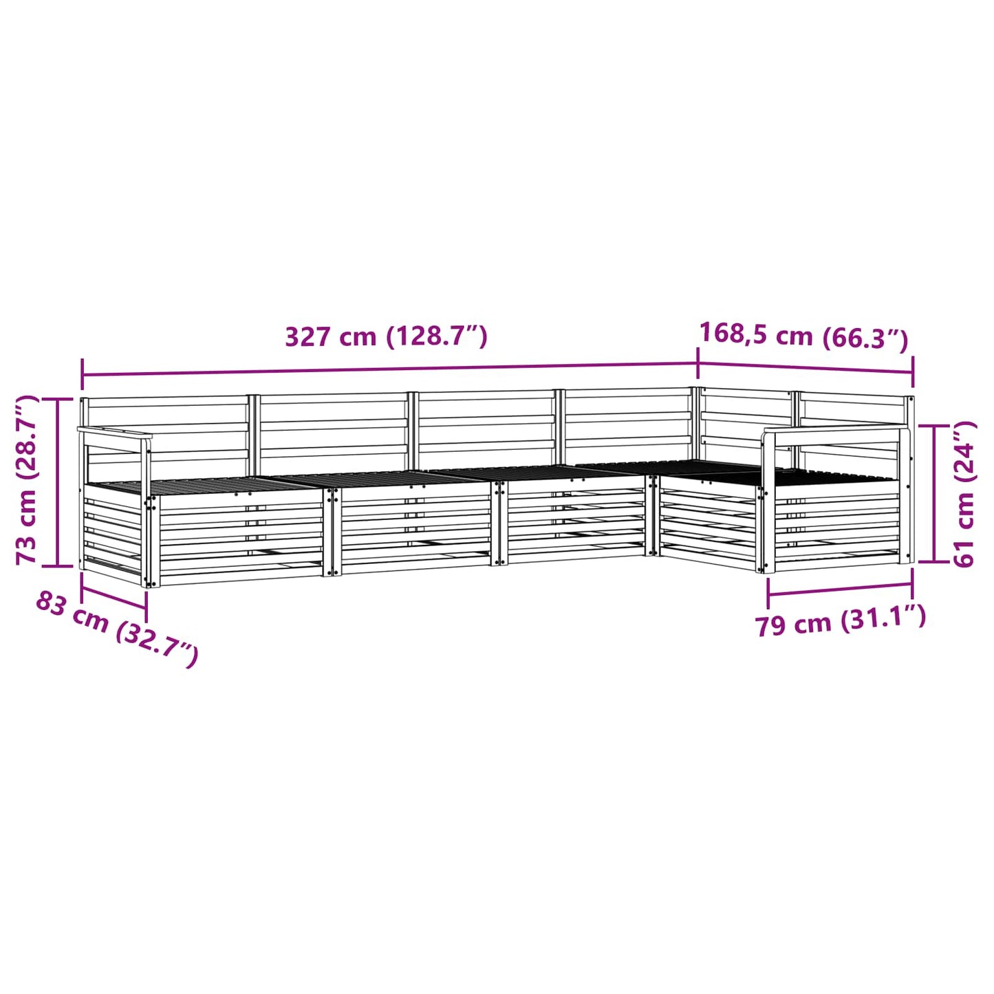 Kültéri kanapé szett 5 pcs Természetes
