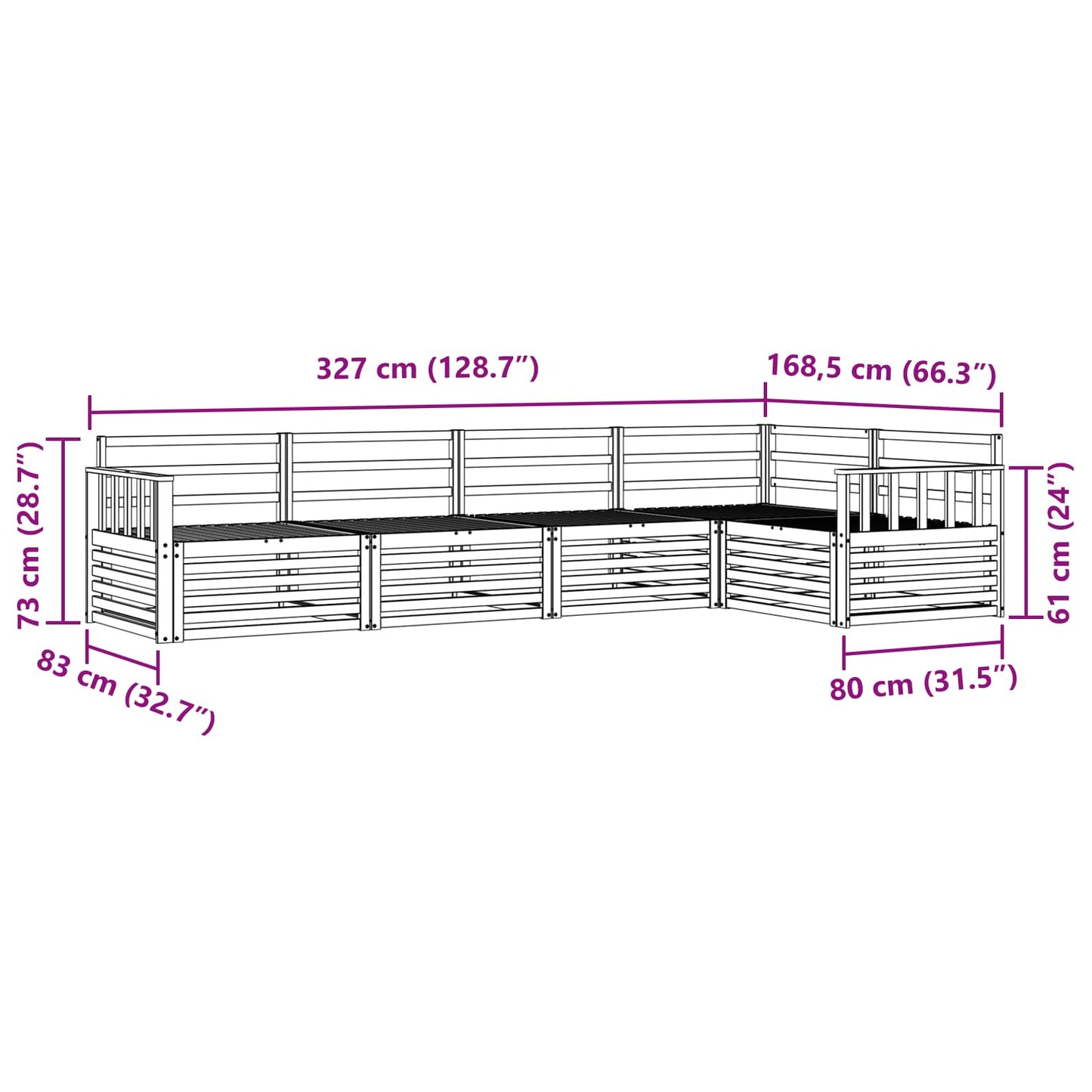 Kültéri kanapé szett 5 pcs Természetes