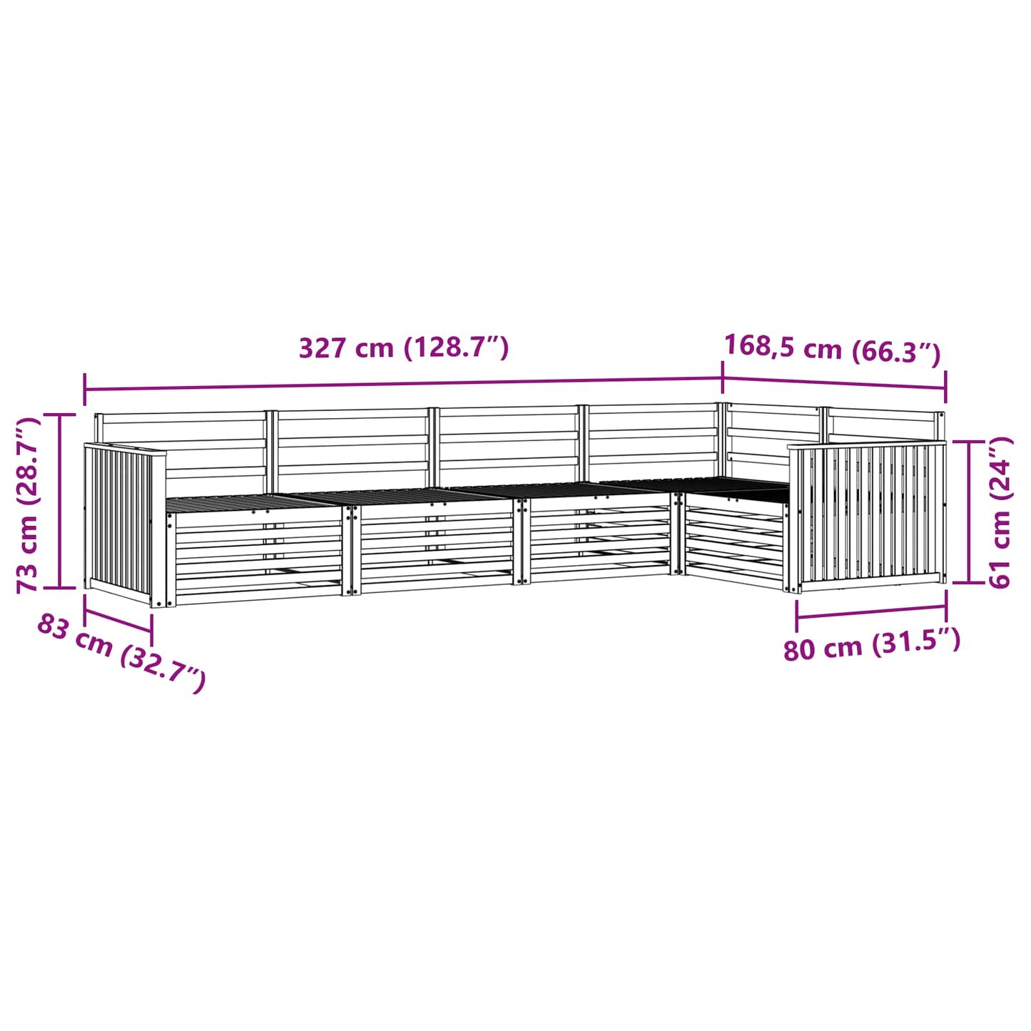 Kültéri kanapé szett 5 pcs Természetes