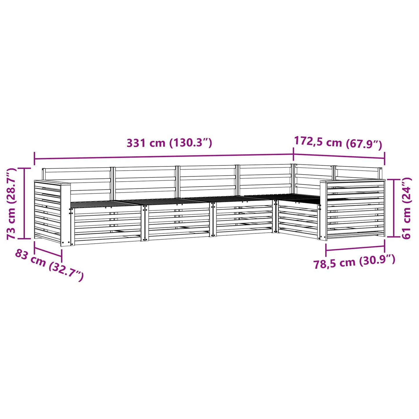 Kültéri kanapé szett 5 pcs Természetes