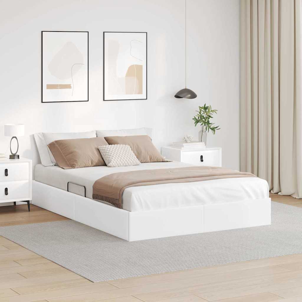 Tárolós Ágy tárolóval Tiszta Fehér 137 x 190 cm Műbőr