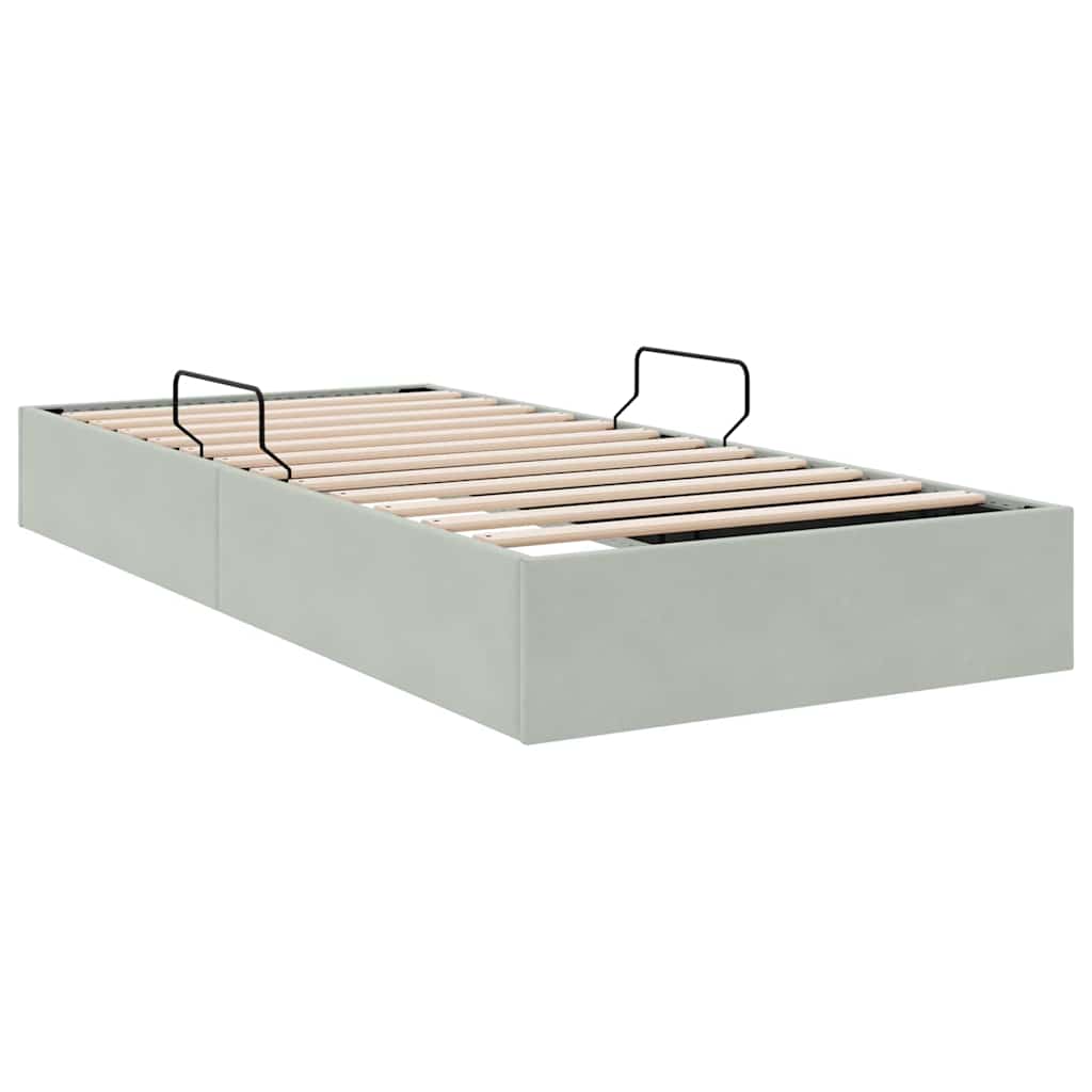 Tárolós Ágy tárolóval Világosszürke 100 x 203 cm Bársony