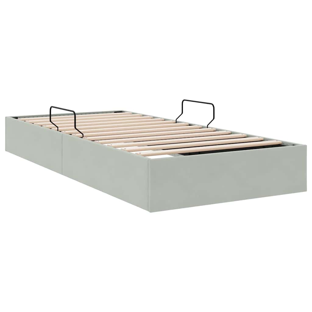 Tárolós Ágy tárolóval Világosszürke 100 x 203 cm Bársony