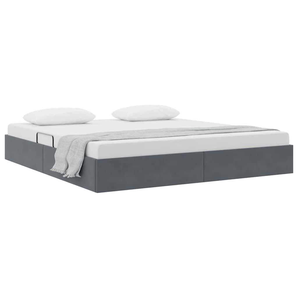 Tárolós Ágy tárolóval Sötétszürke 193 x 203 cm Bársony