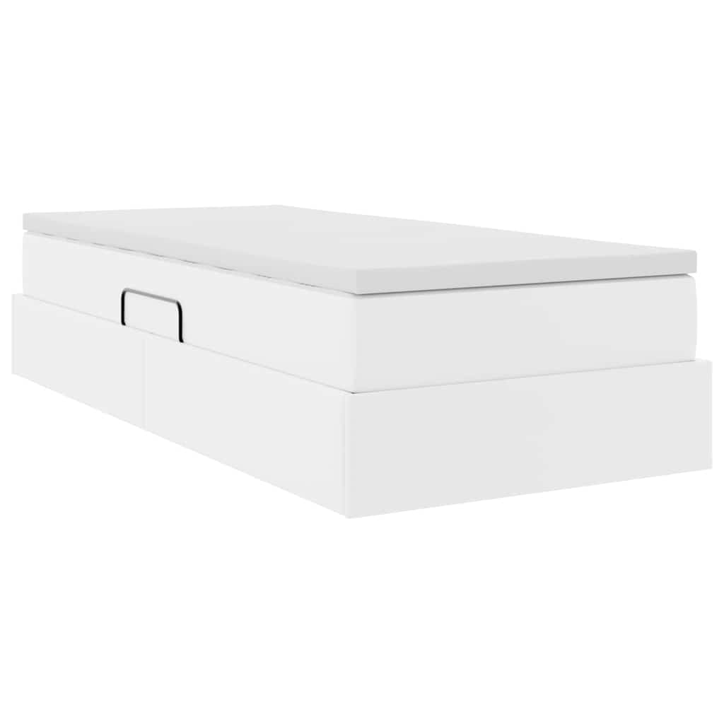 Ágy tárolóval és matraccal matracmal Fehér 90 x 190 cm Műbőr
